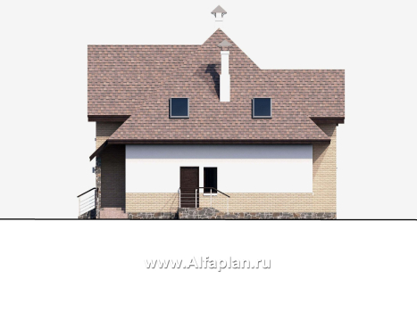Проекты домов Альфаплан - «Домик в Коломне» - уютный дом с мансардой - превью фасада №2
