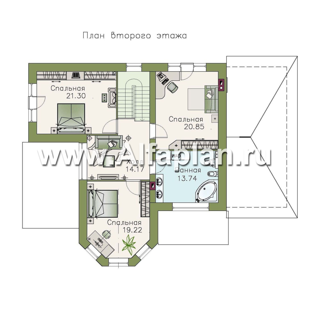 Проекты домов Альфаплан - «Модус Вивенди»- двухэтажный  дом с гаражом - изображение плана проекта №2