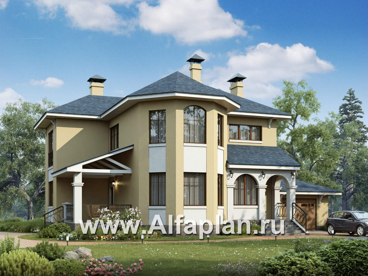 Проекты домов Альфаплан - «Модус Вивенди»- двухэтажный  дом с гаражом - основное изображение