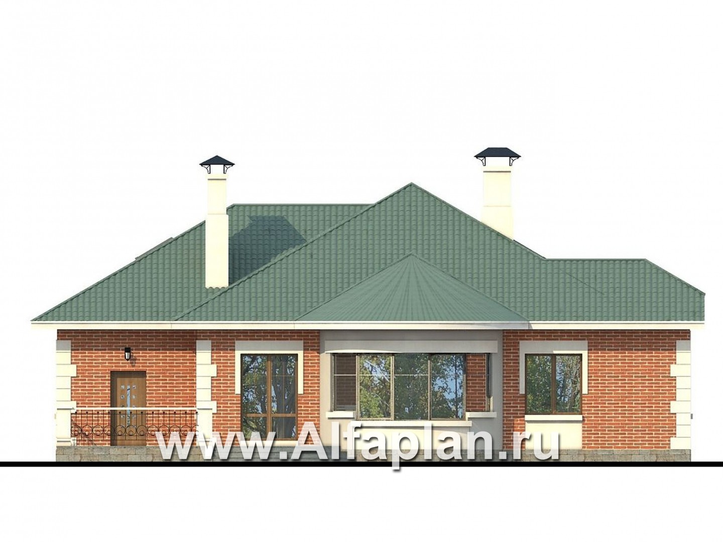Проекты домов Альфаплан - «Линия судьбы» - одноэтажный дом с бильярдной в мансарде - изображение фасада №4