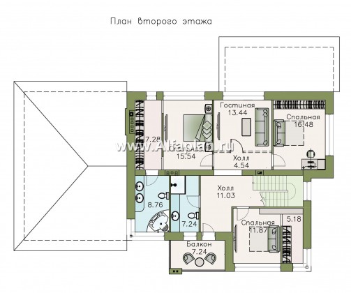 Проекты домов Альфаплан - «Прайд» - современный коттедж с остекленной верандой и гаражом - превью плана проекта №2
