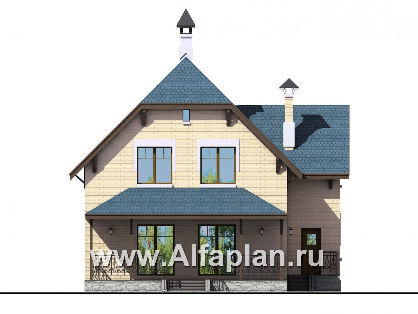Проекты домов Альфаплан - «Дачный комфорт» - коттедж для отдыха и проживания - изображение фасада №4