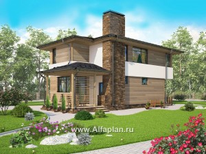 Проекты домов Альфаплан - Современный компактный двухэтажный дом - превью основного изображения
