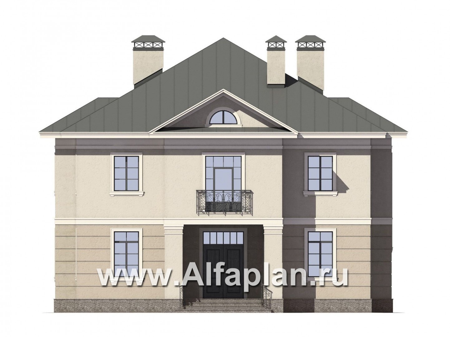 Проекты домов Альфаплан - Классический двухэтажный коттедж - изображение фасада №1