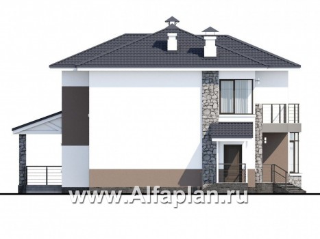 Проекты домов Альфаплан - «Гедонист»-  комфортный коттедж с эффектным остеклением - превью фасада №3