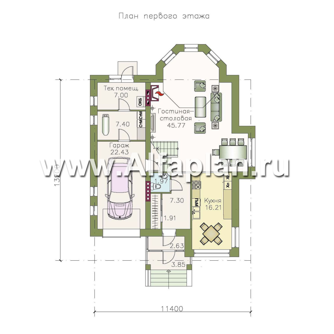 Проекты домов Альфаплан - «Дженни Врен» - удобный коттедж 154A - изображение плана проекта №1