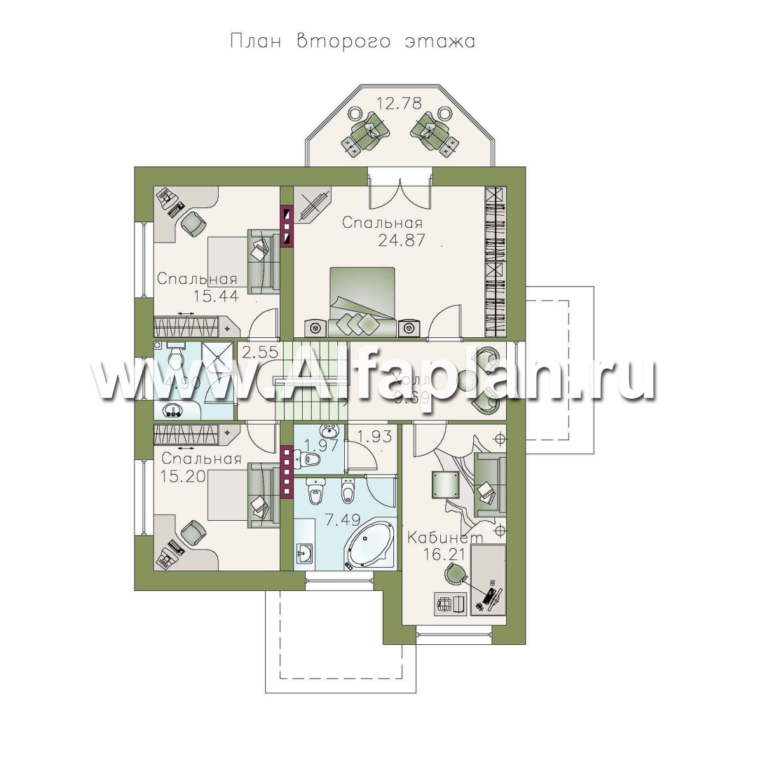 Проекты домов Альфаплан - «Дженни Врен» - удобный коттедж 154A - план проекта №2