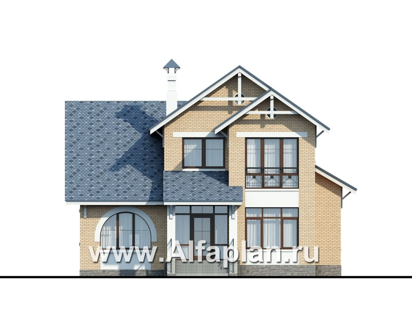 Проекты домов Альфаплан - «Дженни Врен» - комфортный загородный дом - изображение фасада №1