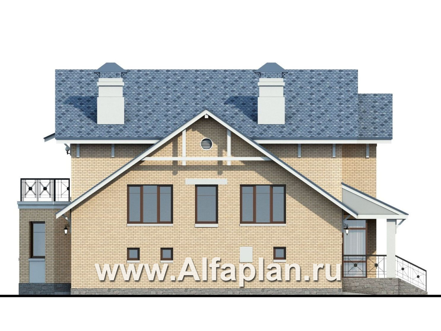 Проекты домов Альфаплан - «Дженни Врен» - комфортный загородный дом - изображение фасада №3