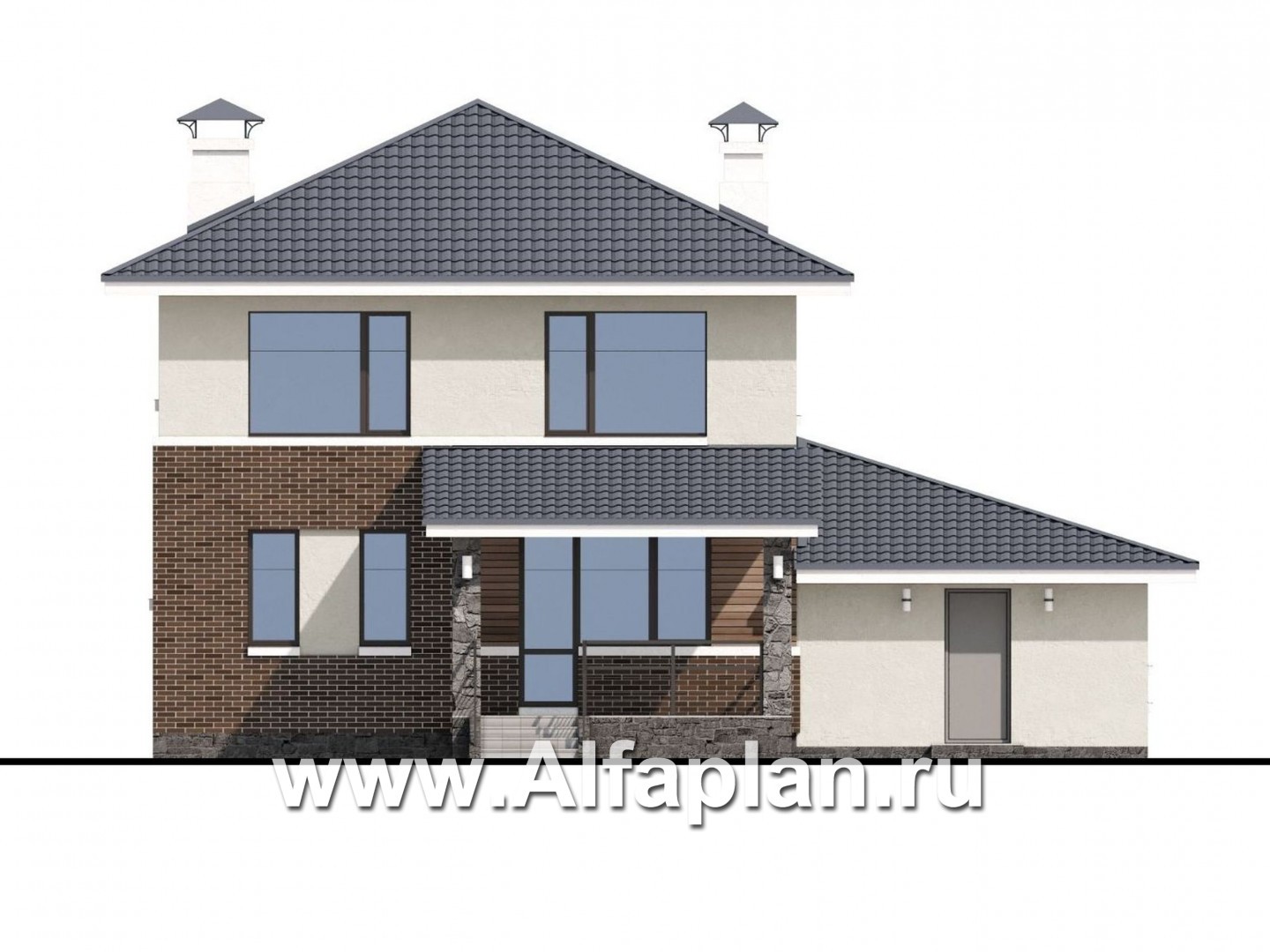 Проекты домов Альфаплан - «Вламинк» - очень удобный современный дом с гаражом - изображение фасада №4