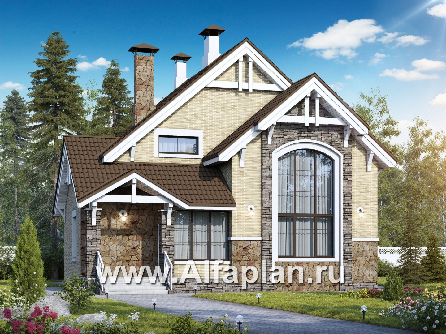 Проекты домов Альфаплан - «Новая пристань» - дом из газобетона для удобной загородной жизни - основное изображение