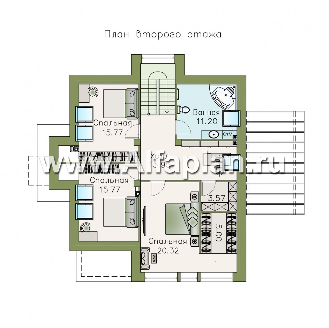 Проекты домов Альфаплан - «Плеяды» — современный мансардный дом - изображение плана проекта №2