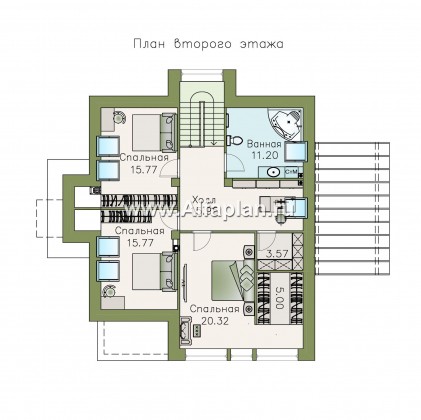 Проекты домов Альфаплан - «Плеяды» — современный мансардный дом - превью плана проекта №2
