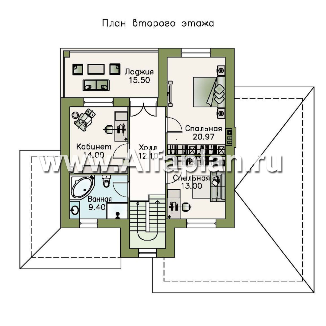 Проекты домов Альфаплан - «Кваренги» - классический коттедж с гаражом и террасой - план проекта №2