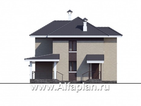 Проекты домов Альфаплан - «Саар»- современный двухэтажный дом с террасой - превью фасада №2