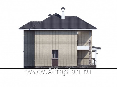 Проекты домов Альфаплан - «Саар»- современный двухэтажный дом с террасой - превью фасада №3