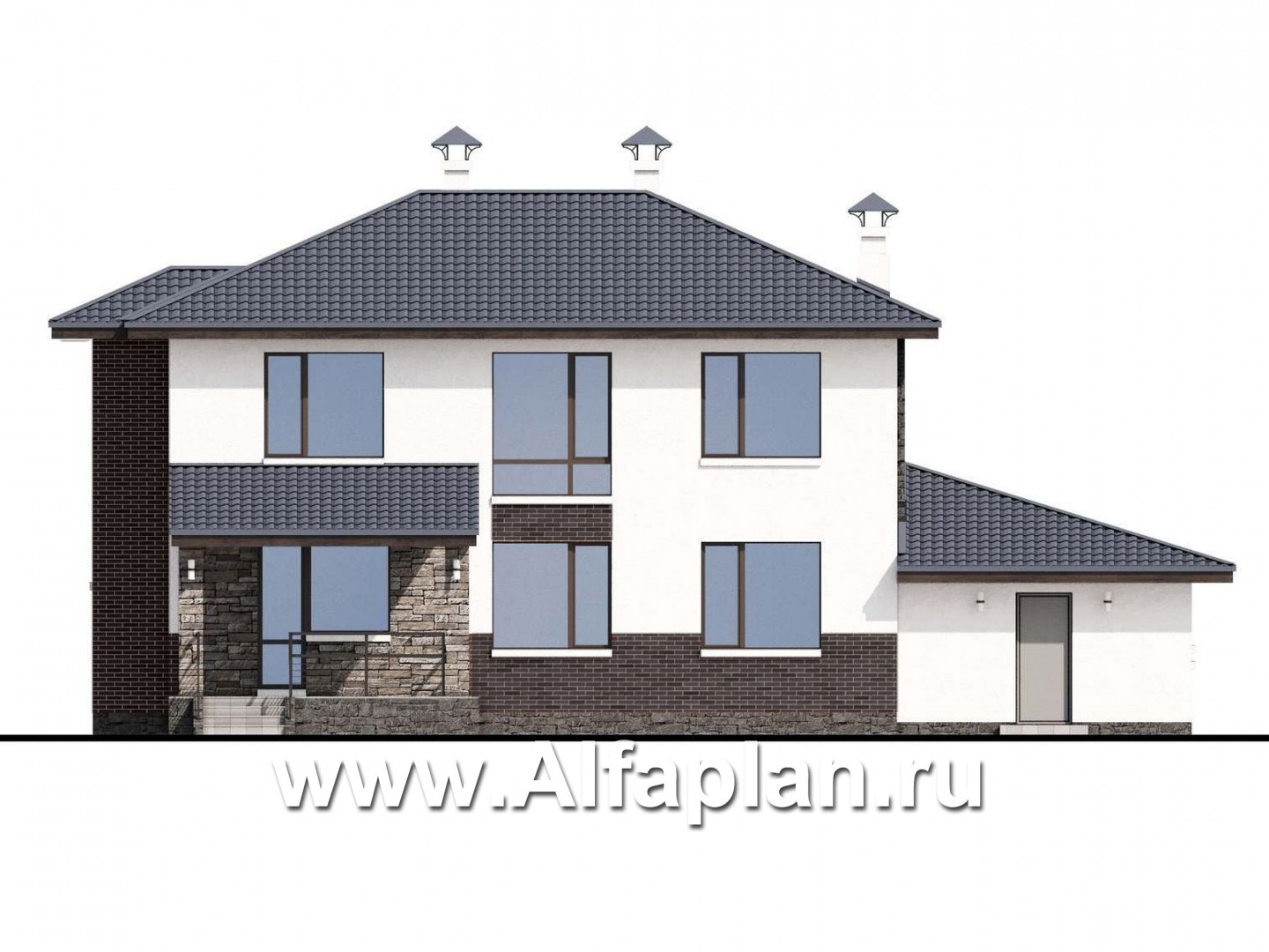 Проекты домов Альфаплан - «Страйк» - современный дом с открытой планировкой и гаражом - изображение фасада №4