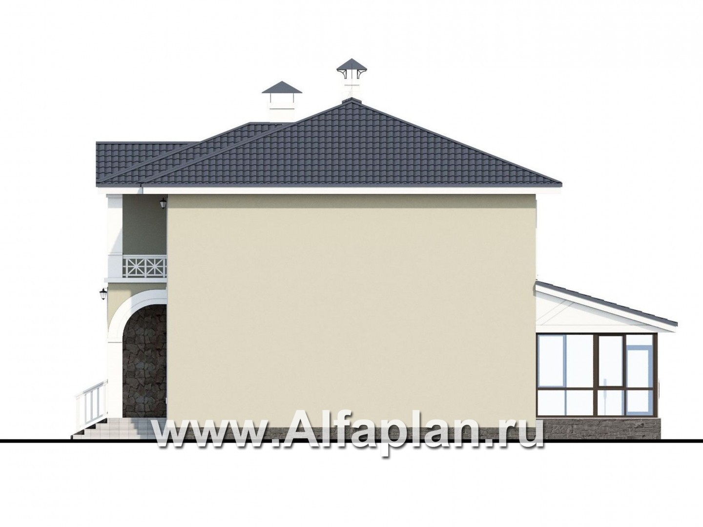 Проекты домов Альфаплан - «Либезюсефрау» - удобный дом с романтическими фасадами - изображение фасада №2