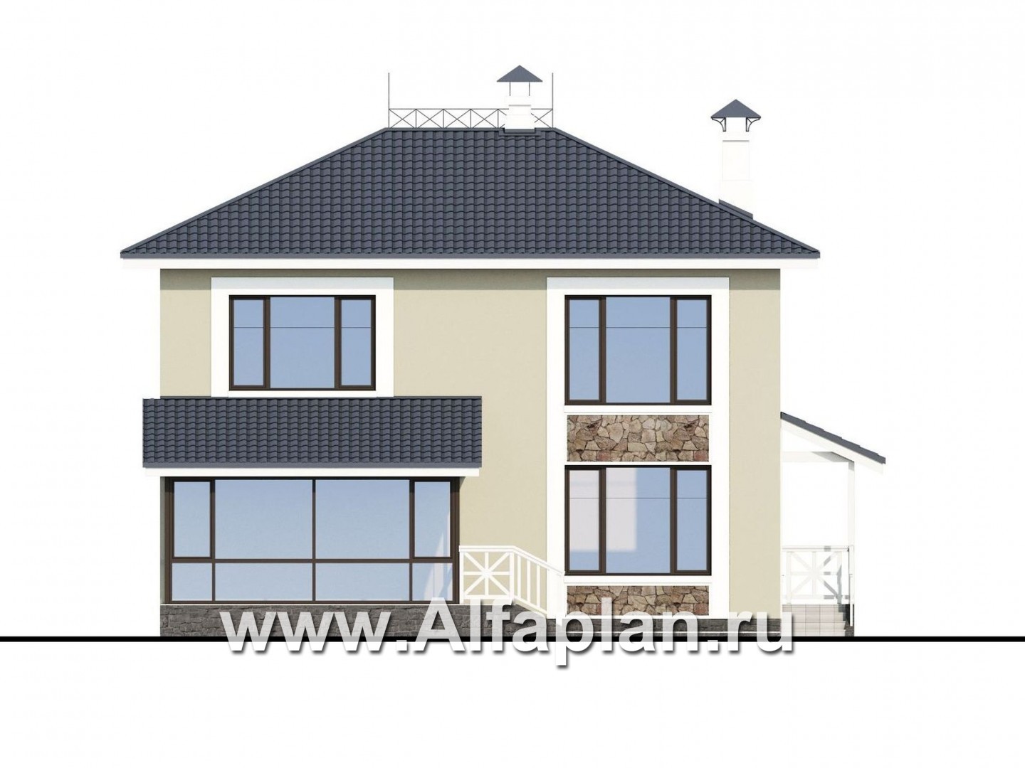 Проекты домов Альфаплан - «Либезюсефрау» - удобный дом с романтическими фасадами - изображение фасада №4