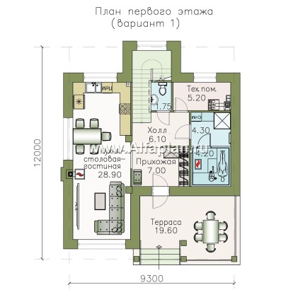 Проекты домов Альфаплан - «Траектория» - современный, компактный дом - превью плана проекта №1