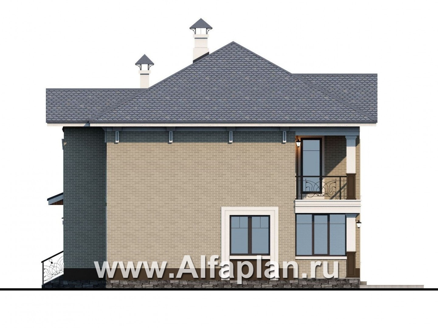 Проекты домов Альфаплан - «Зазеркалье»- проект элегантного компактного коттеджа - изображение фасада №2