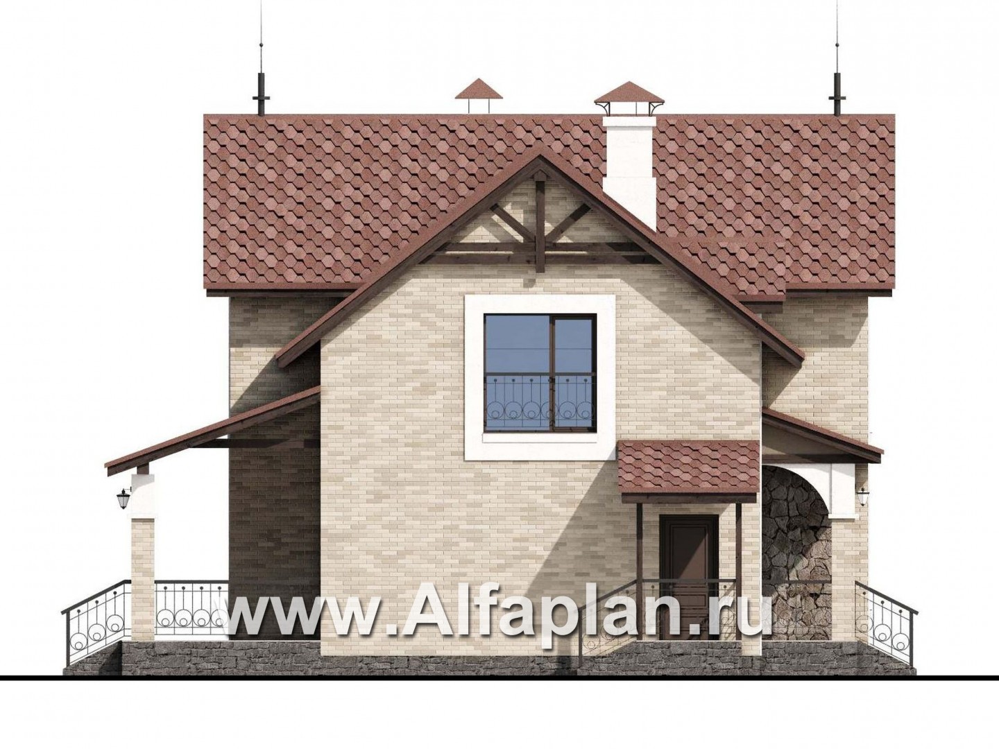 Проекты домов Альфаплан - «Огни залива» - проект дома с открытой планировкой - изображение фасада №3