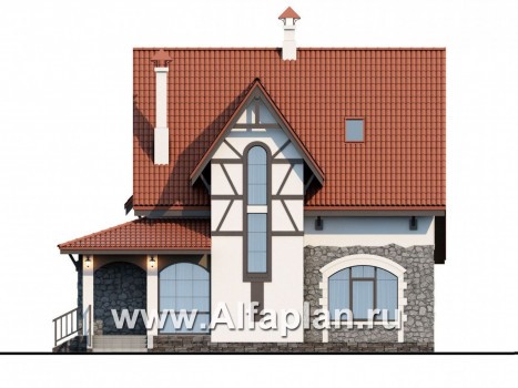 Проекты домов Альфаплан - «Госпожа Буонасье» - компактный коттедж с жилой мансардой - превью фасада №1