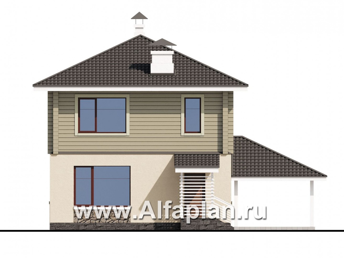 Проекты домов Альфаплан - «АльфаВУД» - деревяный дом из клееного бруса - изображение фасада №4