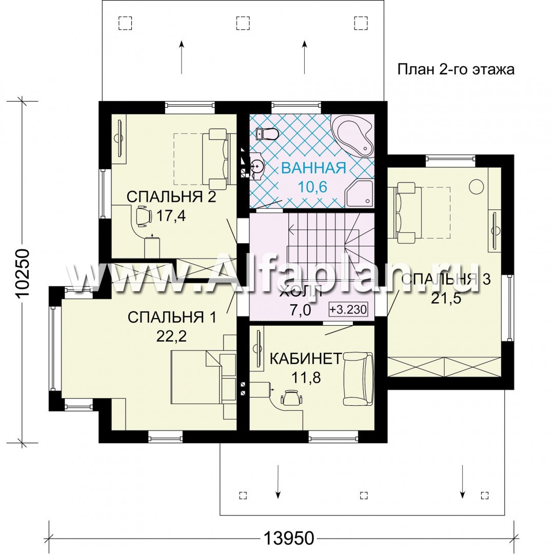 Проекты домов Альфаплан - Современный двухэтажный дом - изображение плана проекта №2