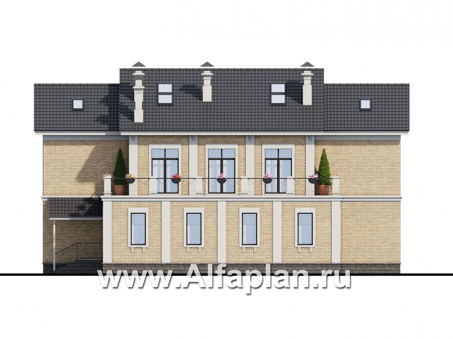 Проекты домов Альфаплан - «Богема» — эксклюзивное классическое поместье с бассейном - изображение фасада №4