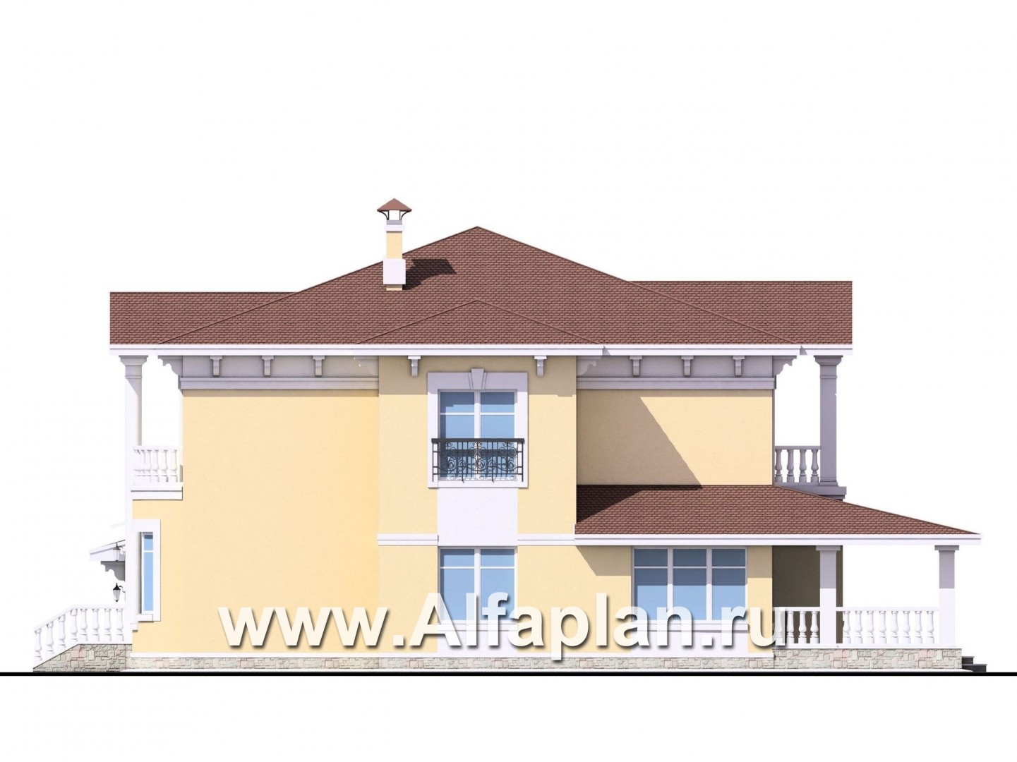 Проекты домов Альфаплан - Вилла «Эдельвейс» - элитный дом в классическом стиле - изображение фасада №2