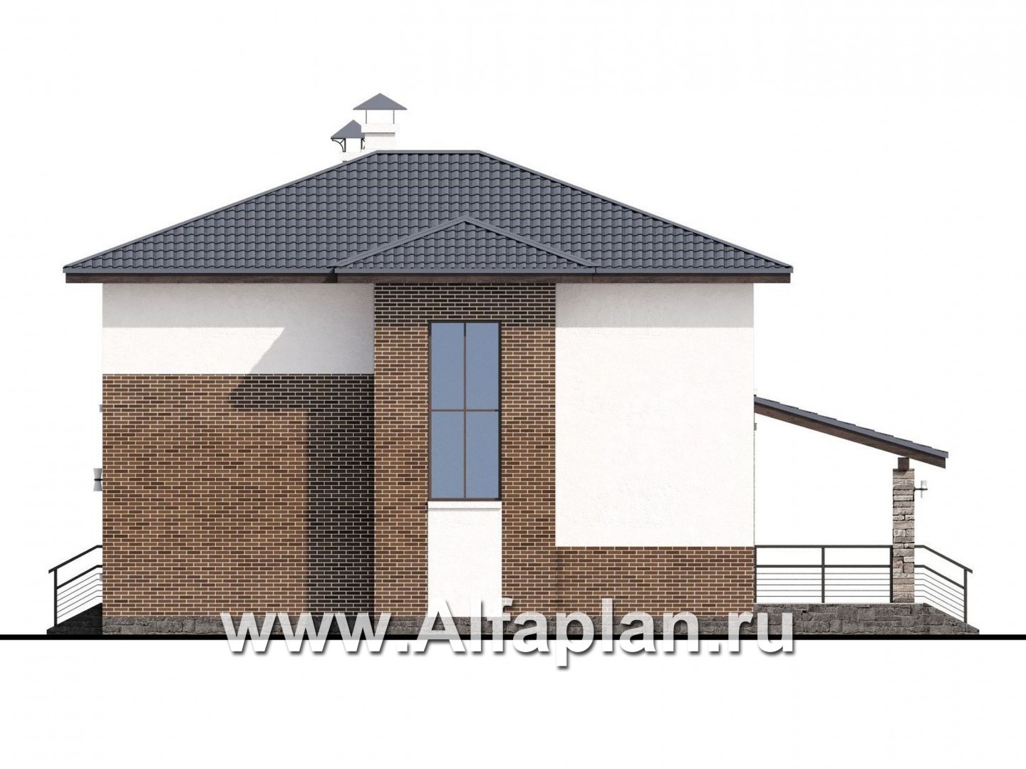 Проекты домов Альфаплан - «Страйк» - современный дом с открытой планировкой - изображение фасада №2