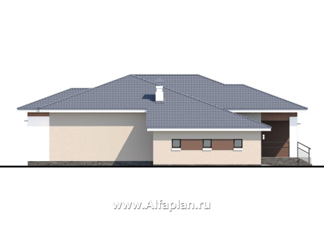 Проекты домов Альфаплан - «Калипсо» - комфортабельный одноэтажный дом с большим гаражом - превью фасада №3
