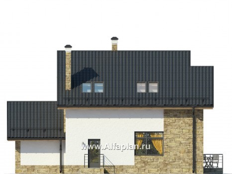 Проекты домов Альфаплан - Современный и рациональный двуxэтажный коттедж - превью фасада №4