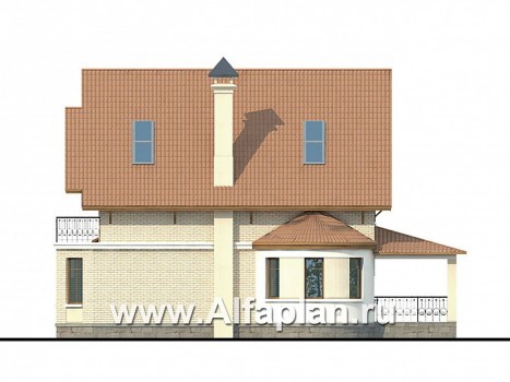 Проекты домов Альфаплан - «Золотая середина» - коттедж с жилой мансардой - превью фасада №2