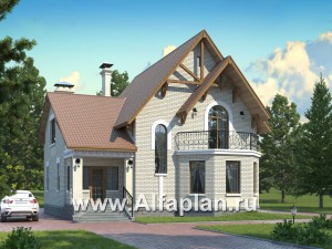 Проекты домов Альфаплан - «Золотая середина» - коттедж с жилой мансардой - превью основного изображения