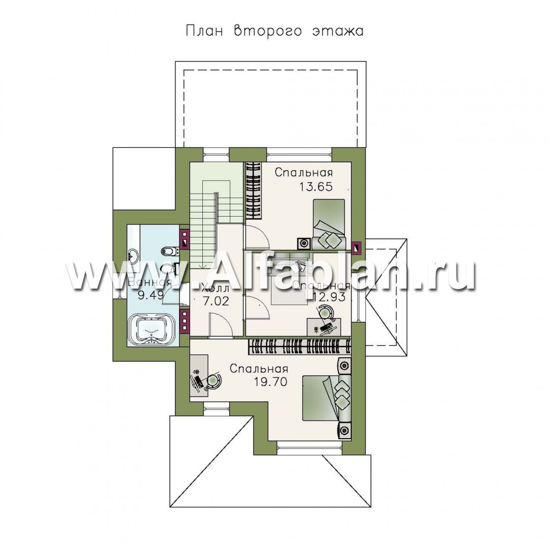 Проекты домов Альфаплан - «Портал» - двухэтажный классический коттедж - план проекта №2