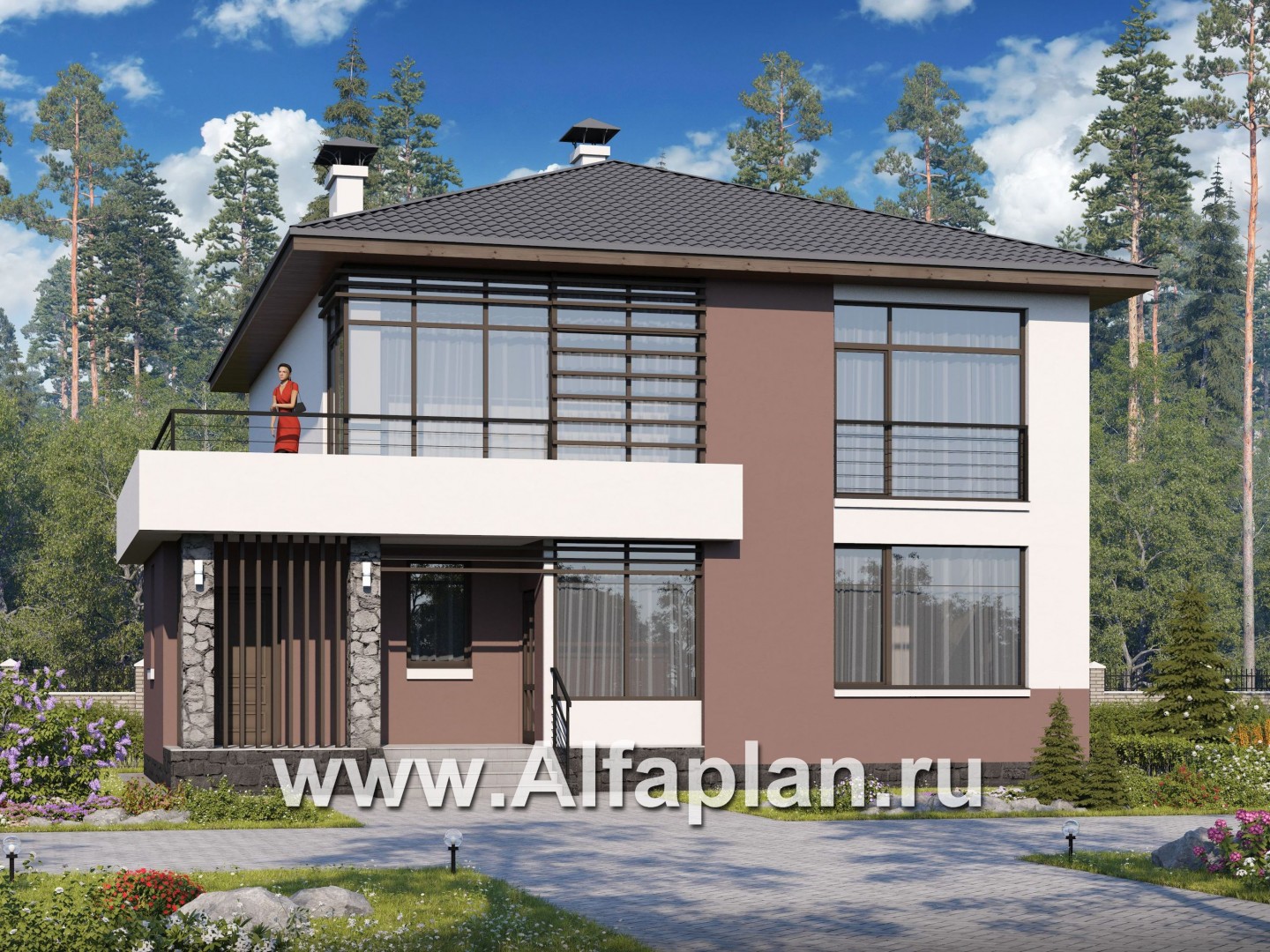 Проекты домов Альфаплан - «Выбор» - экономичный и комфортный современный дом - основное изображение