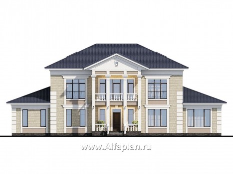 Проекты домов Альфаплан - Вилла в классическом стиле с бассейном - превью фасада №1