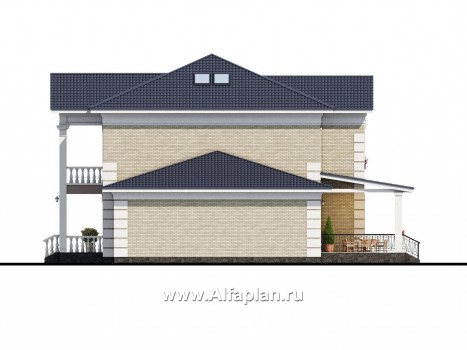 Проекты домов Альфаплан - Вилла в классическом стиле с бассейном - превью фасада №2
