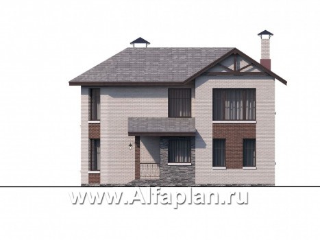 Проекты домов Альфаплан - Двухэтажный дом с эркером - превью фасада №2