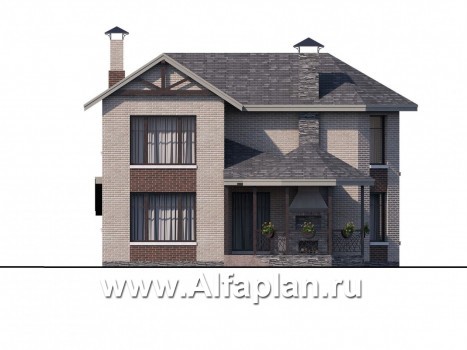 Проекты домов Альфаплан - Двухэтажный дом с эркером - превью фасада №3