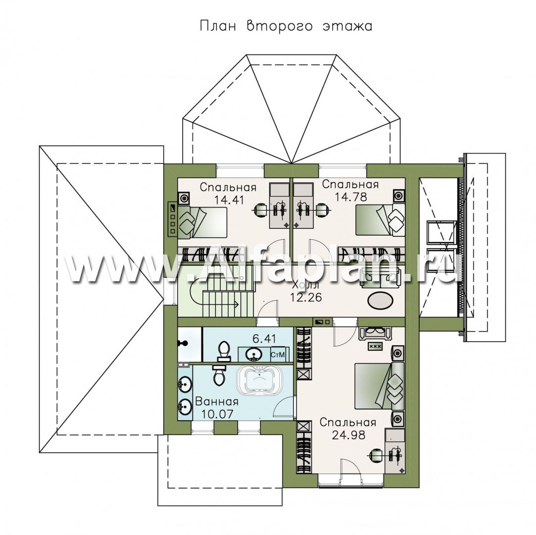Проекты домов Альфаплан - «Фабула» - классический коттедж с гаражом и бильярдной - изображение плана проекта №2