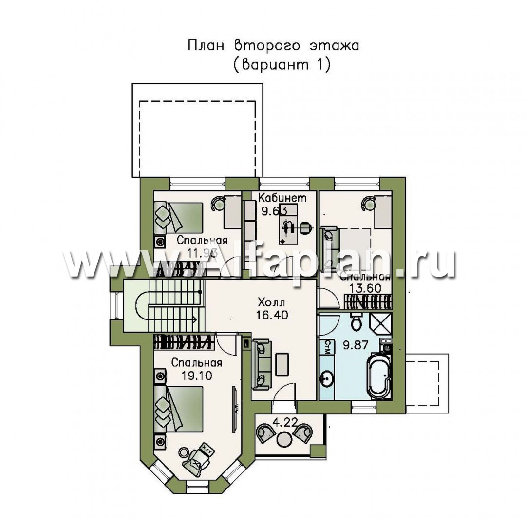 Проекты домов Альфаплан - «Благополучие» - классический коттедж с открытой планировкой - план проекта №2