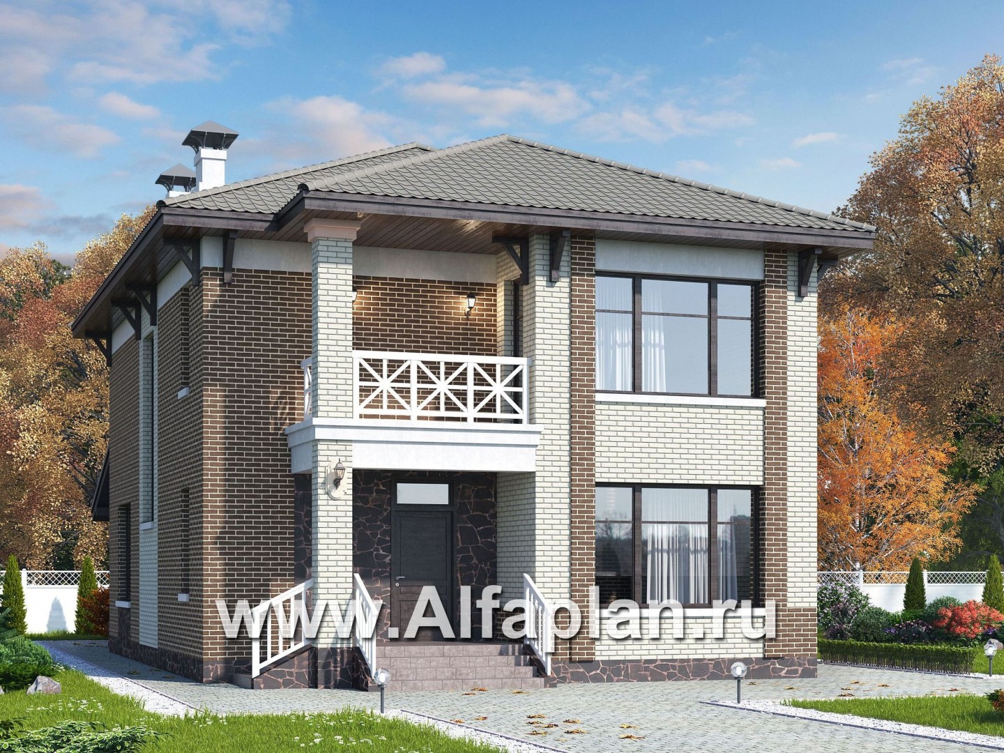 Проекты домов Альфаплан - «Вишера» - стильный дом с оптимальной планировкой - основное изображение