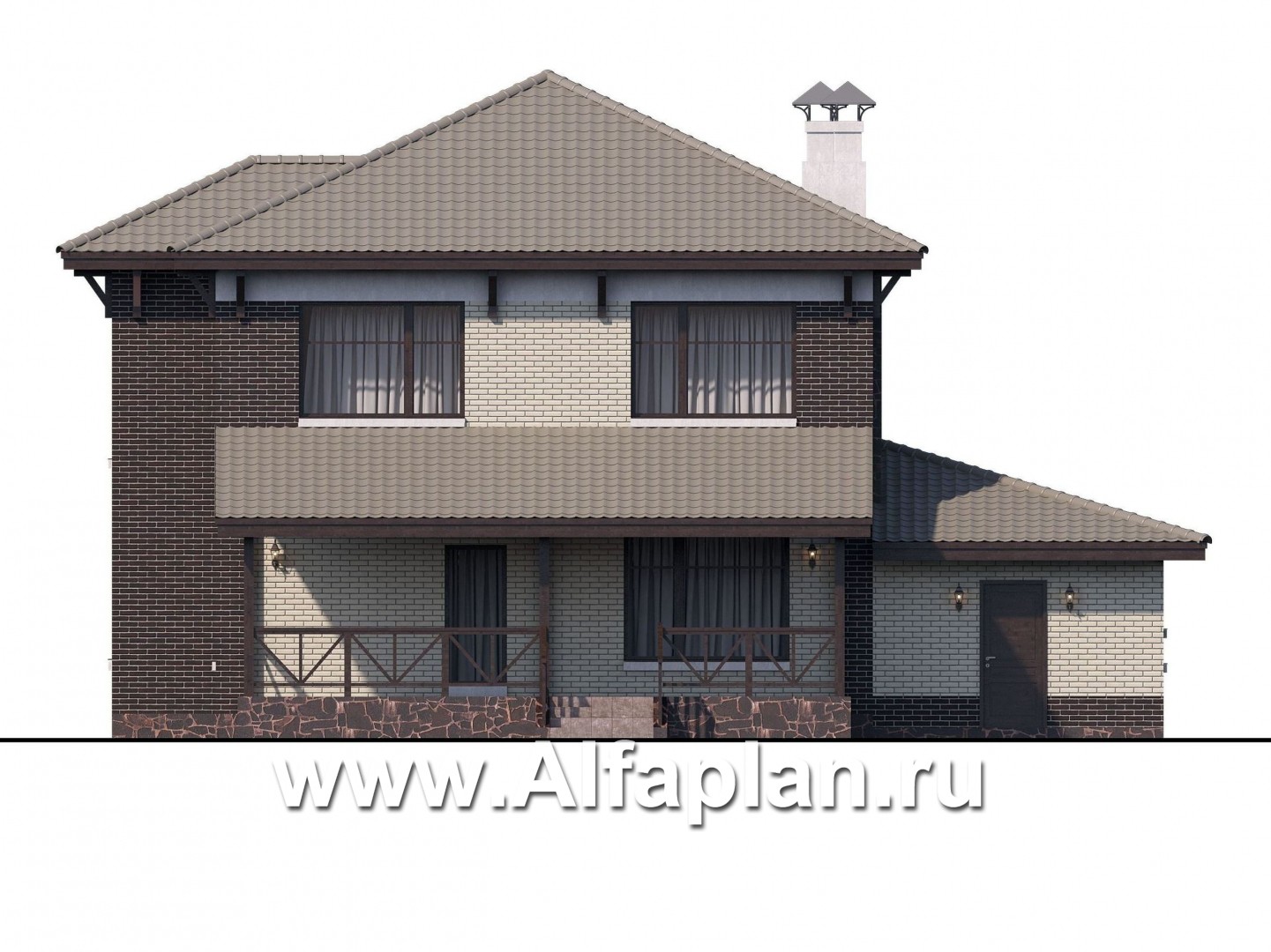 Проекты домов Альфаплан - «Вишера» - стильный дом с гаражом - изображение фасада №4